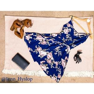 Zaful | Blue Floral Tea Dress Size Large